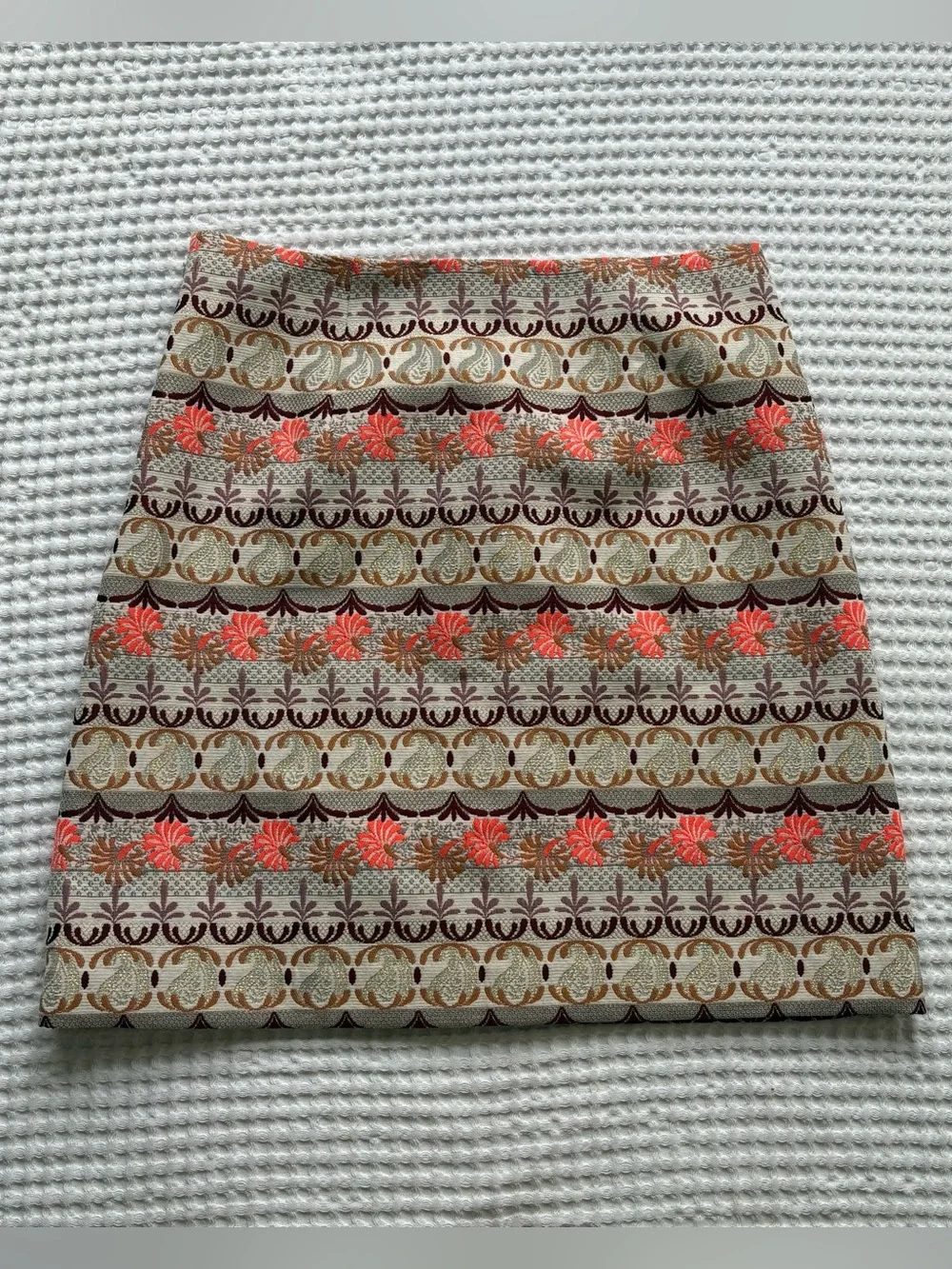 LOFT Tapestry Brocade Mini Shift Skirt Metallic Mosaic Print - Size 0